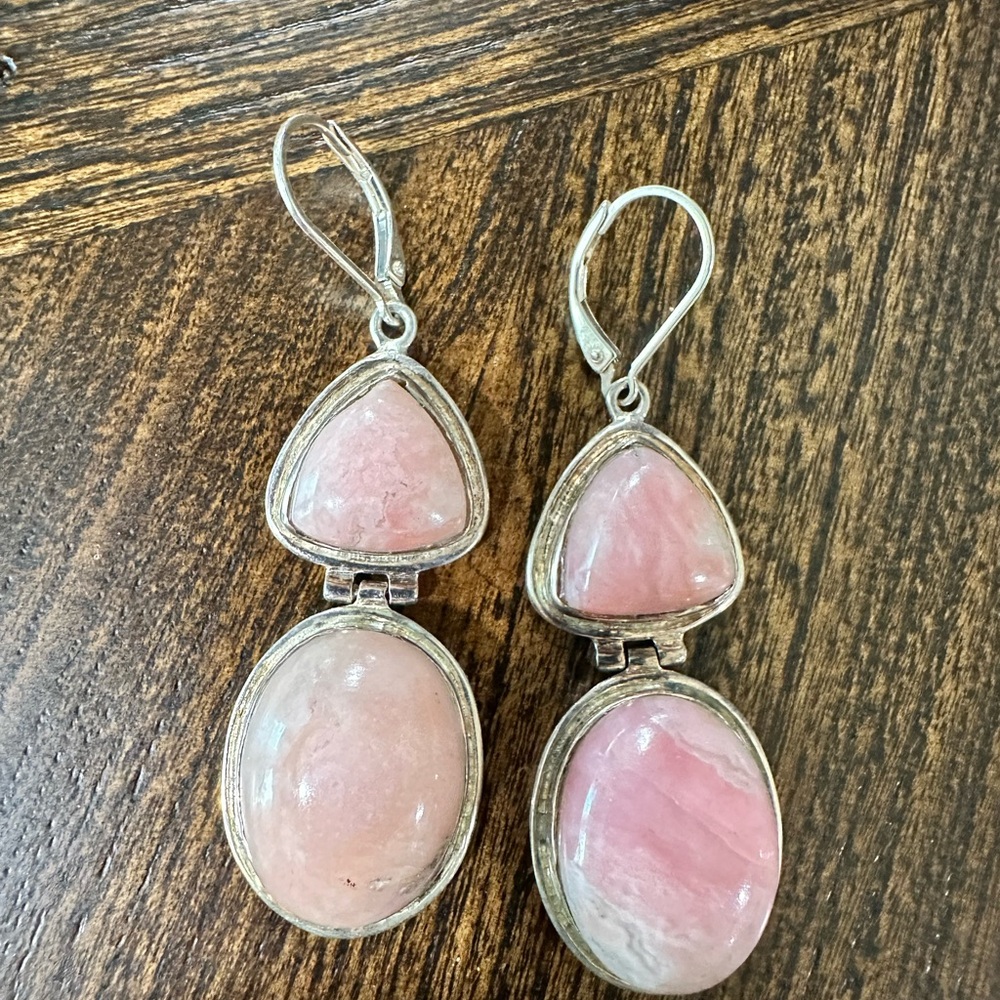 Elegant Pink Stone Drop Earrings